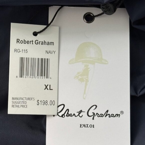 Robert Graham Quilted Snap-Front Weather-Resistant Chore Jacket Navy Blue XL NWT - Picture 15 of 16